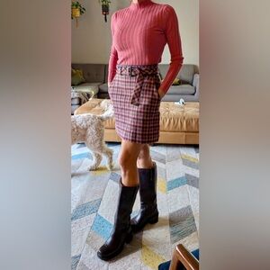 Ann Taylor Plaid Women's Skirt Size 0 and Matching Sweater Size XS